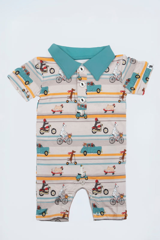 "Joyride!" Baby Shortie Polo-Baby Onesie-Pipsqueak Clothing-3-6 Months-Pipsqueak Clothing