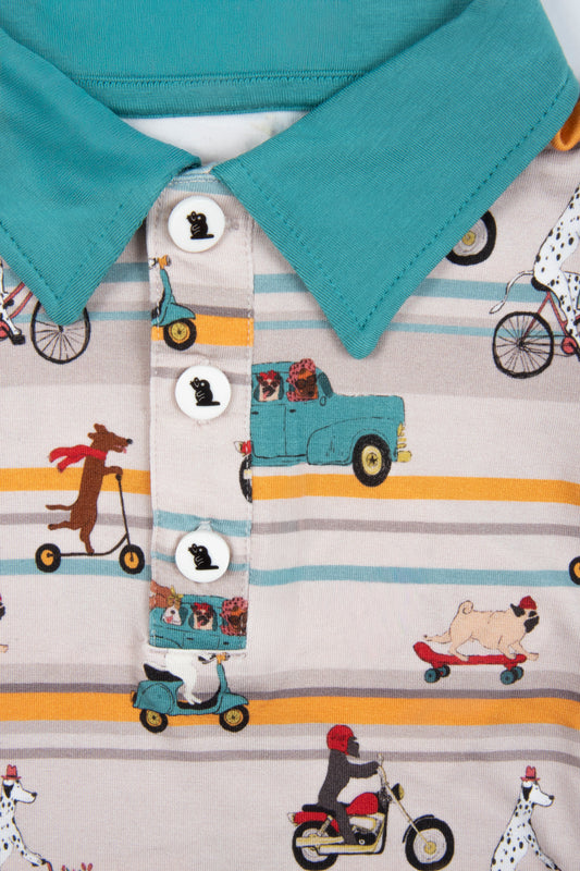 "Joyride!" Girl's Polo Collar Twirl Dress-Pipsqueak Clothing-3T-Pipsqueak Clothing