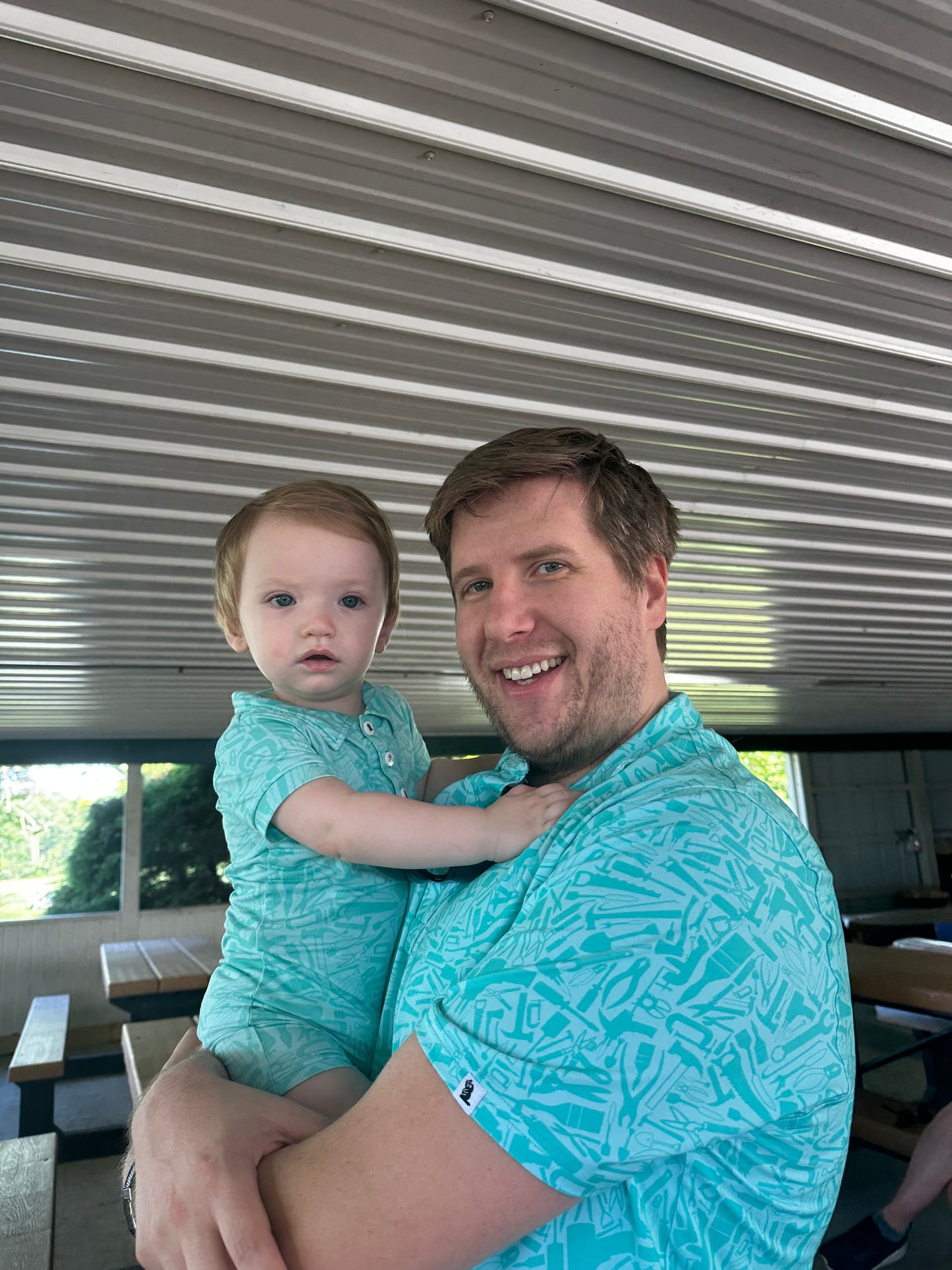 "Tooling Around" Baby Shortie Polo