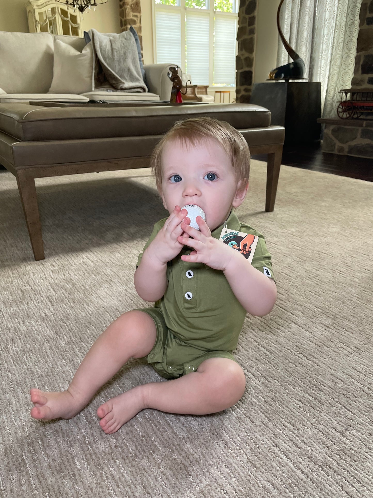"Grass Stain Green" Baby Shortie Polo