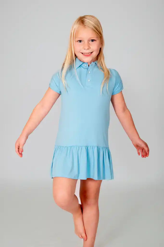 "Cloud Chaser" Girl's Polo Collar Twirl Dress