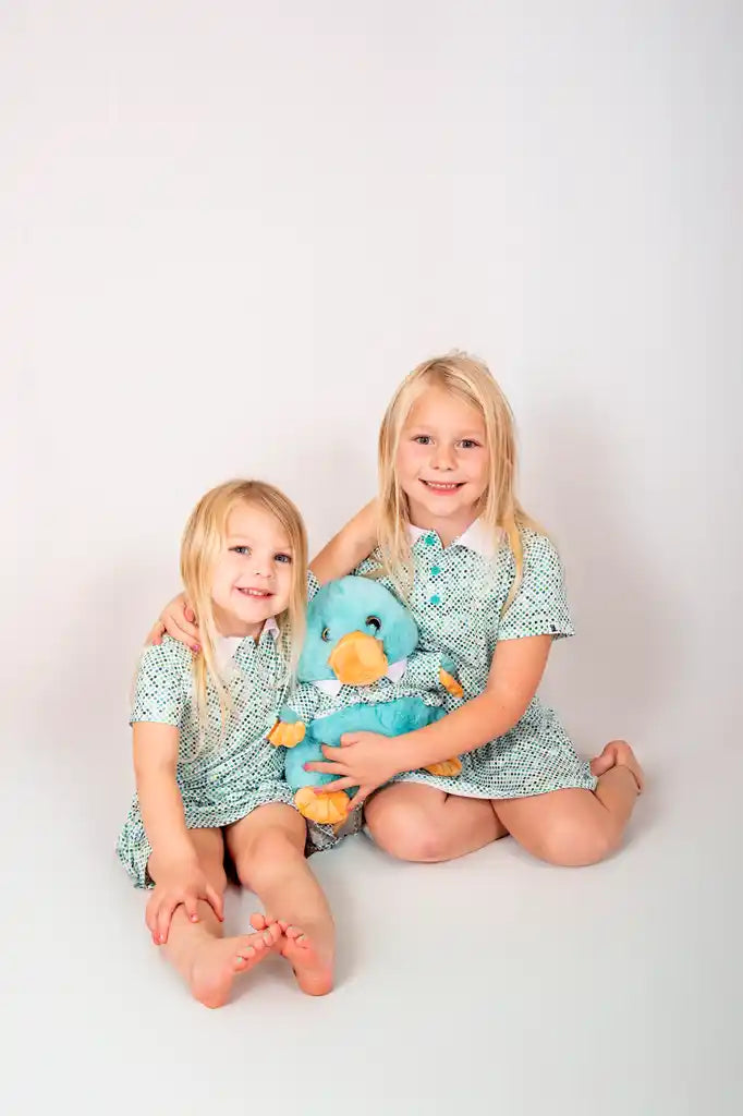 "Dapper Dots" Girl's Polo Collar Twirl Dress