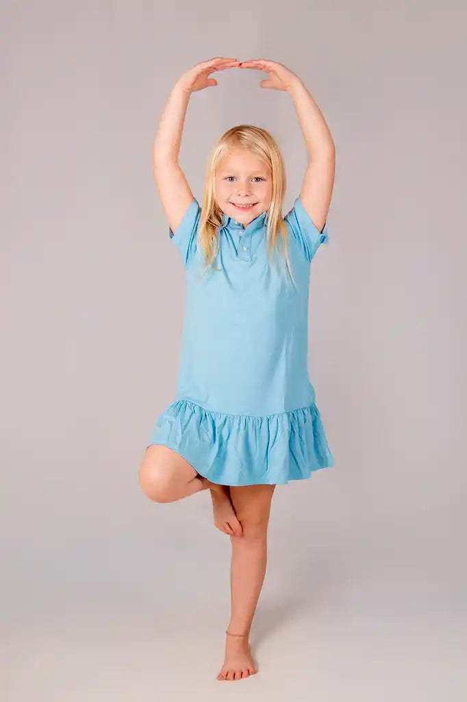 "Cloud Chaser" Girl's Polo Collar Twirl Dress