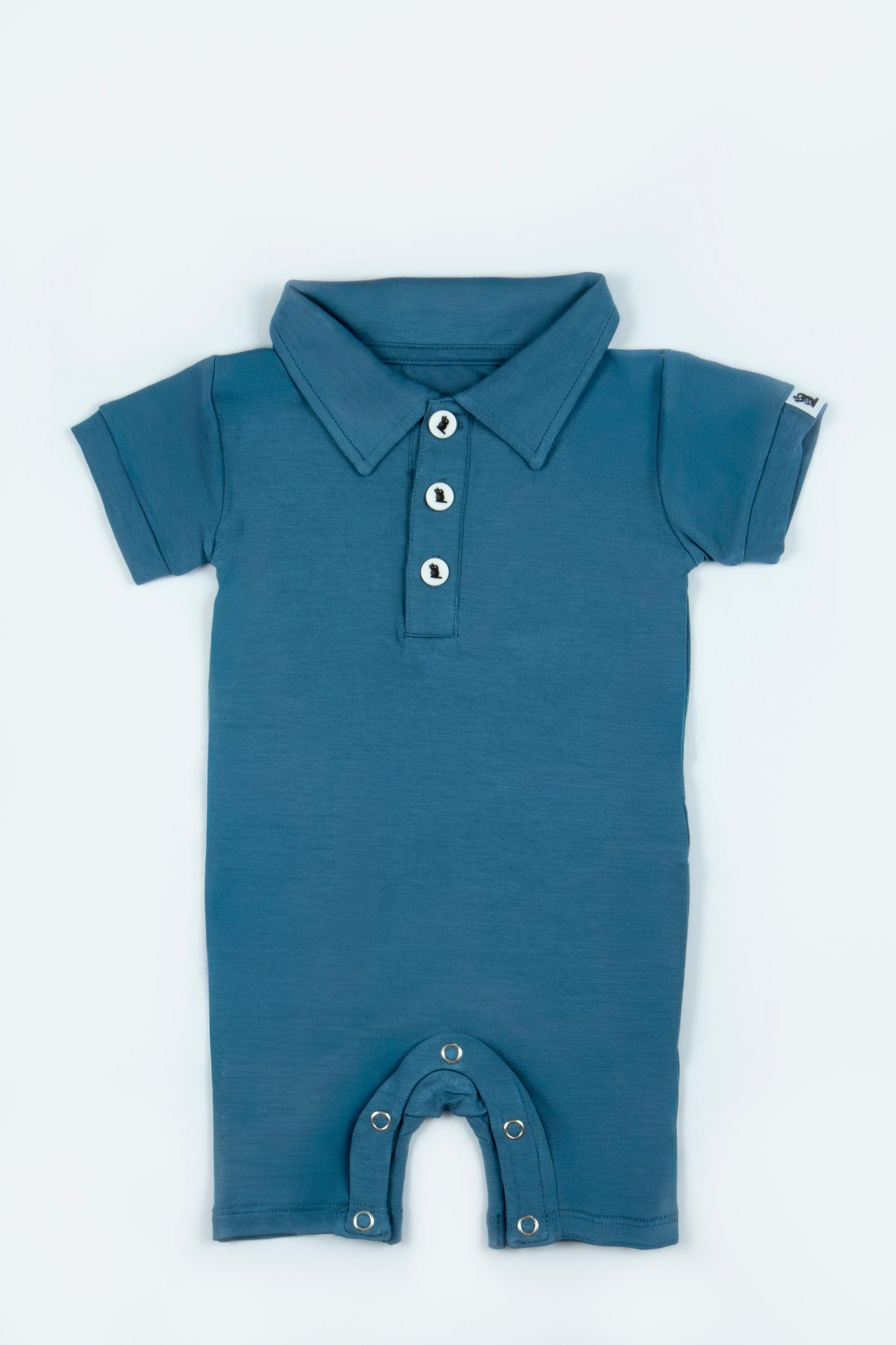 "Busy Boy Blue" Baby Shortie Polo