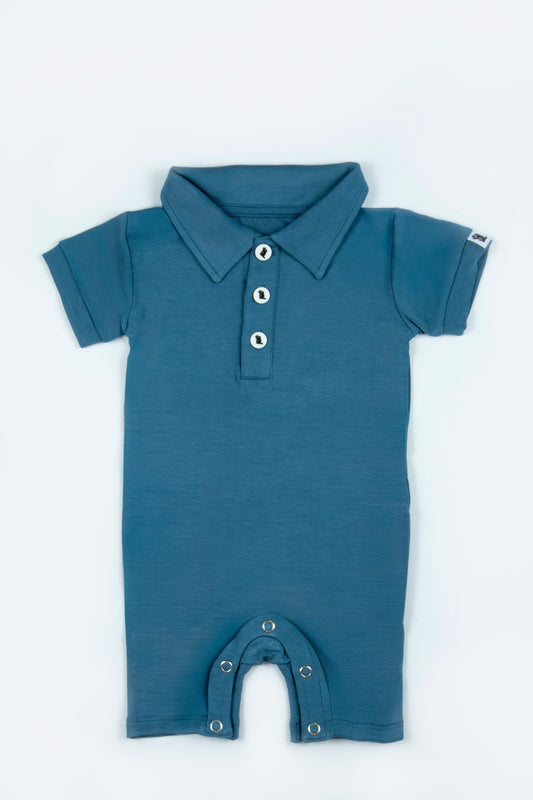 "Busy Boy Blue" Baby Shortie Polo