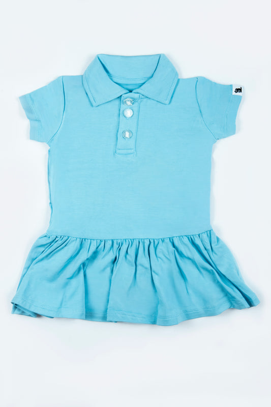 "Cloud Chaser" Baby Girl's Polo Collar Twirl Dress w/ Diaper Cover