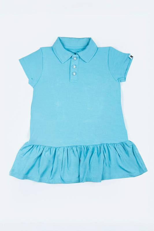 "Cloud Chaser" Girl's Polo Collar Twirl Dress