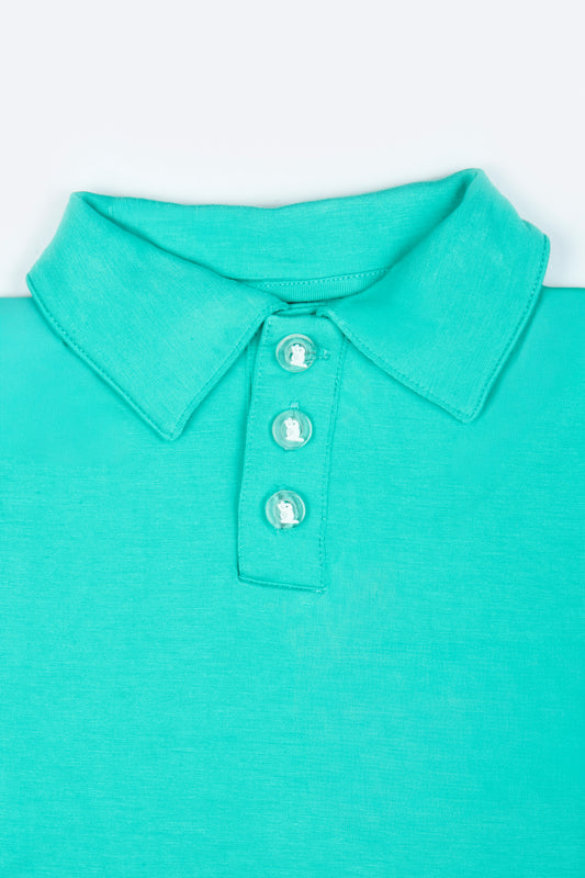 "Aqua Adventures" Baby Girl's Polo Collar Twirl Dress w/ Diaper Cover