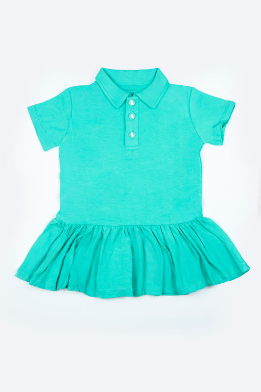 "Aqua Adventures" Baby Girl's Polo Collar Twirl Dress w/ Diaper Cover