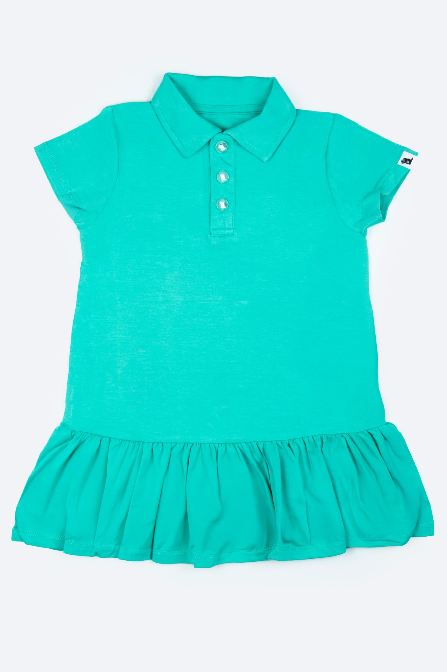 "Aqua Adventures" Girl's Polo Collar Twirl Dress