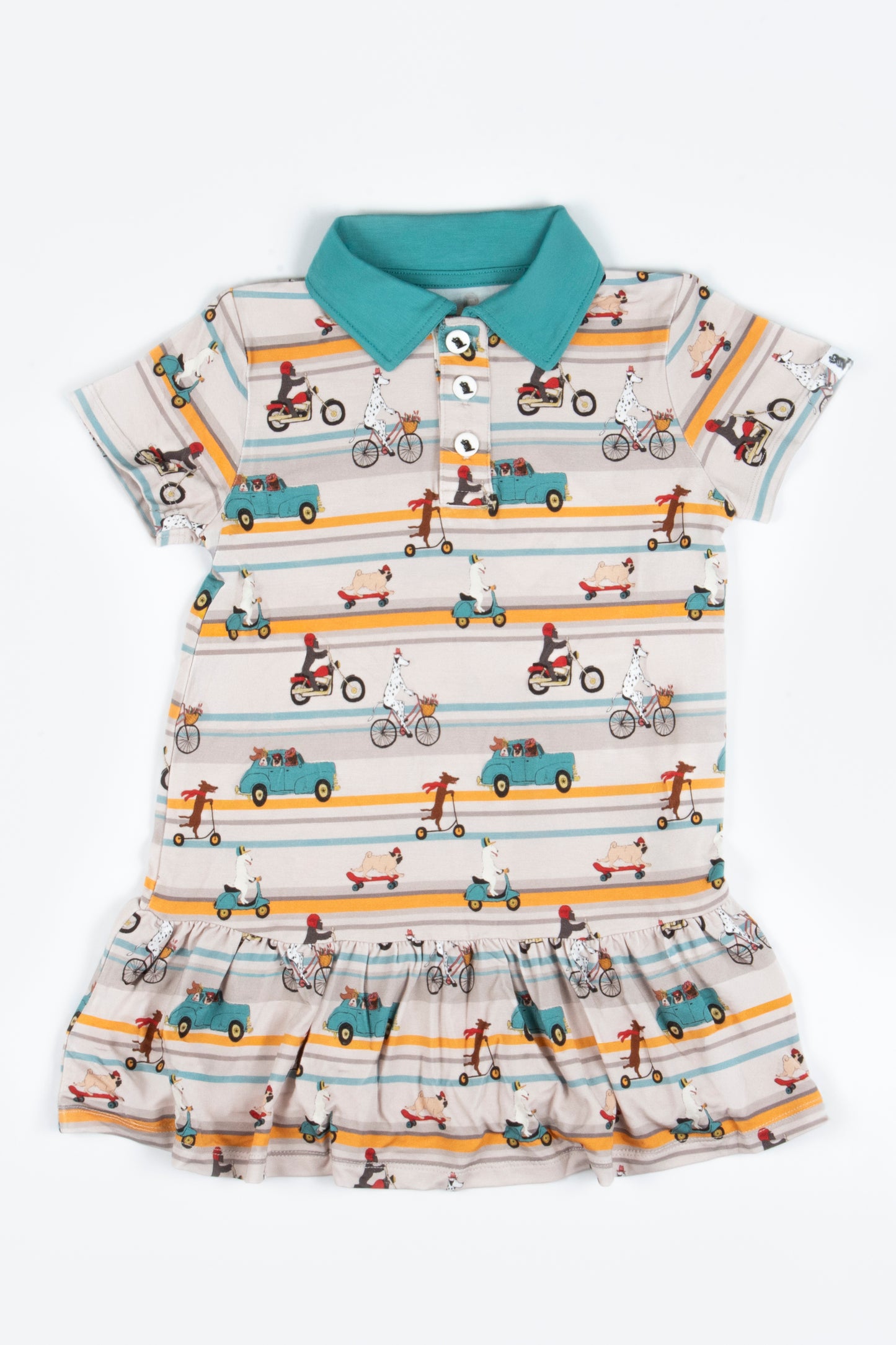 "Joyride!" Girl's Polo Collar Twirl Dress
