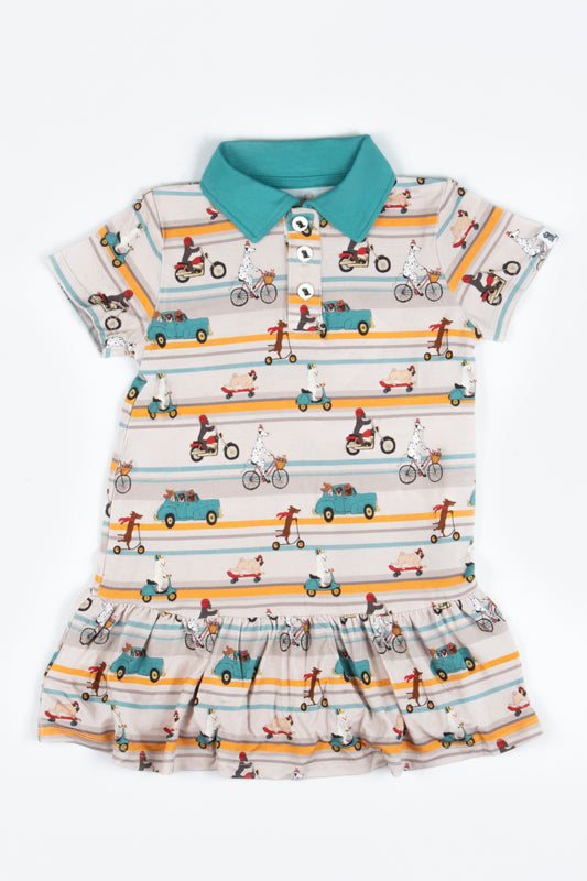 "Joyride!" Girl's Polo Collar Twirl Dress