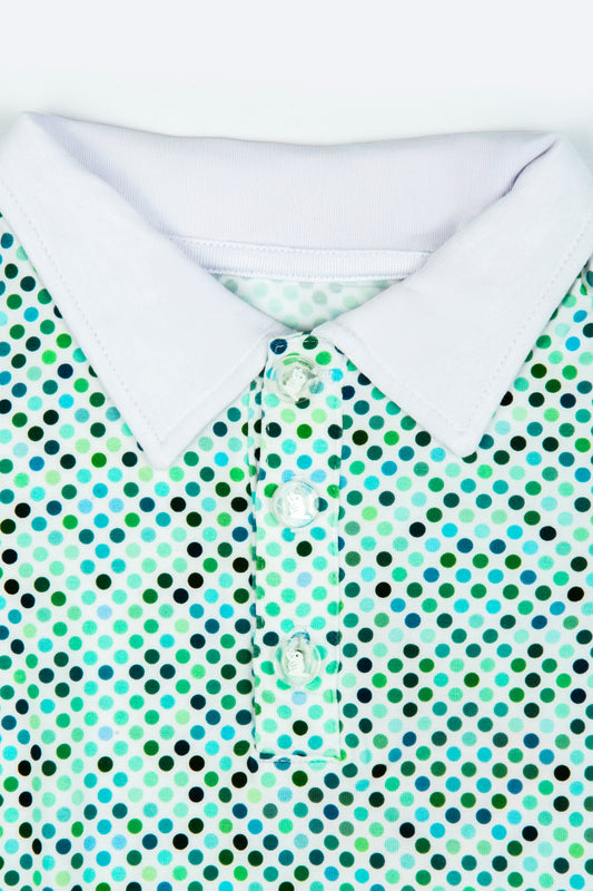 "Dapper Dots" Girl's Polo Collar Twirl Dress