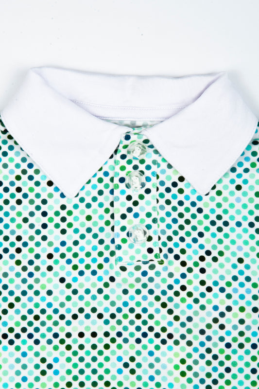 "Dapper Dots" Baby Girl's Polo Collar Twirl Dress w/ Diaper Cover