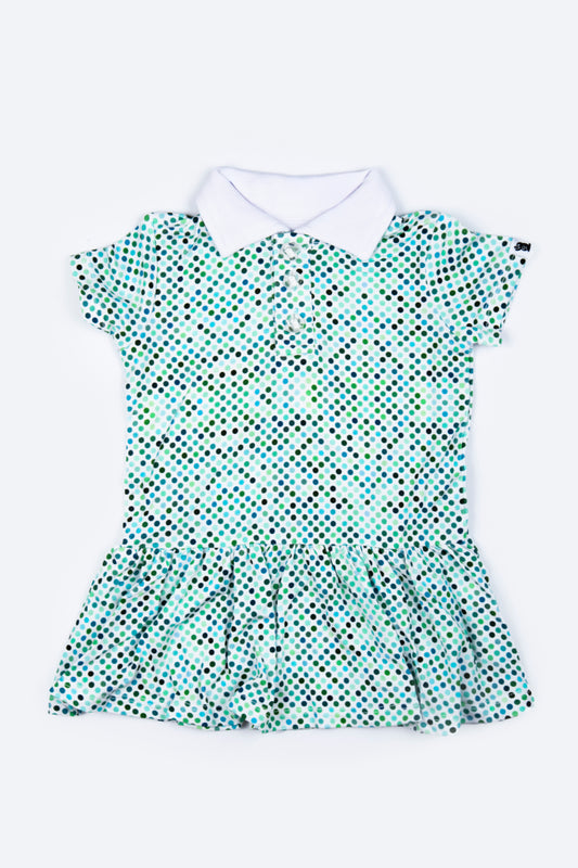 "Dapper Dots" Baby Girl's Polo Collar Twirl Dress w/ Diaper Cover