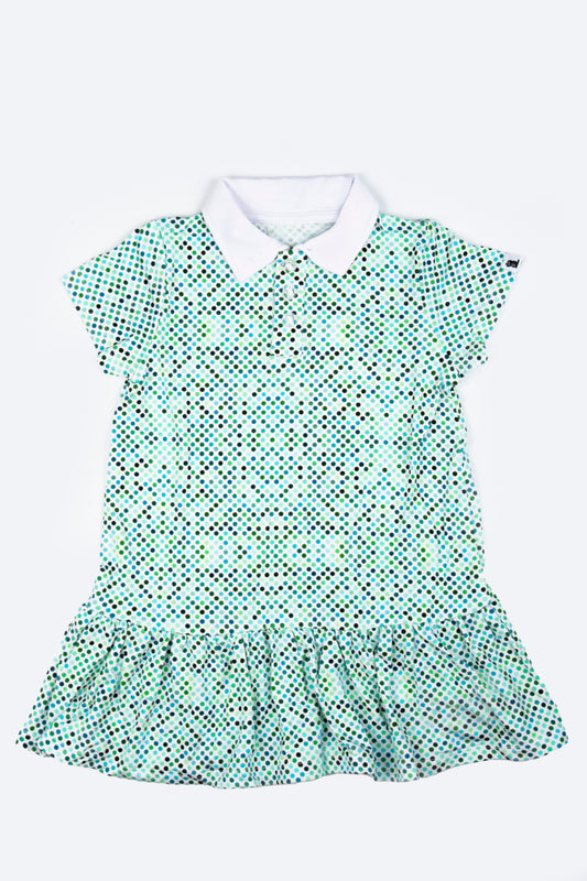 "Dapper Dots" Girl's Polo Collar Twirl Dress